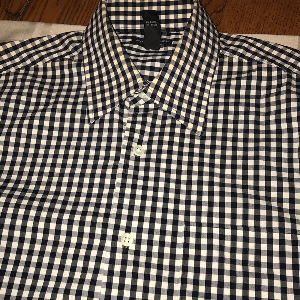 Vintage Club Monaco plaid black and white shirt